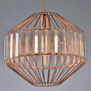 Pendente Rose Gold Design Cristais Âmbar