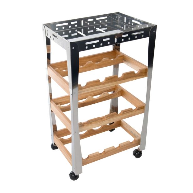 Bar Adega Em Aço Inox e Madeira 40x29x71cm Essence Domama