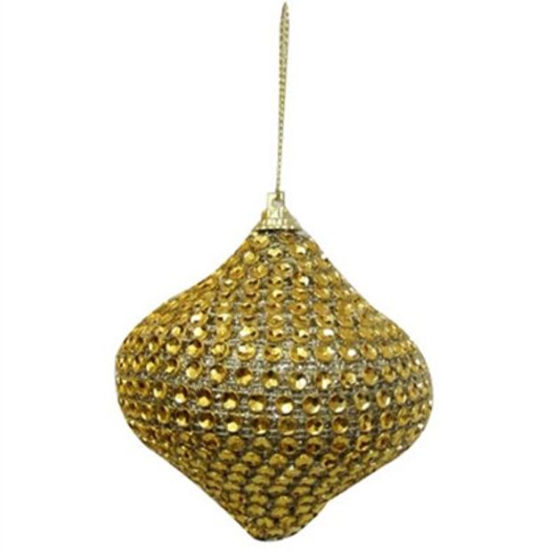 Bola Peão Natalina Dourado 8cm