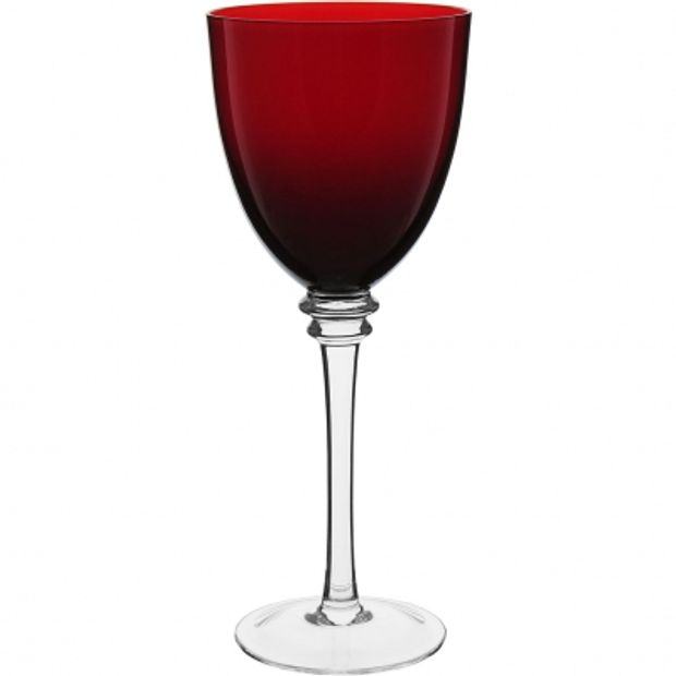 Conjunto Taça Água Vidro 410 ml Vermelho c/ pé Incolor