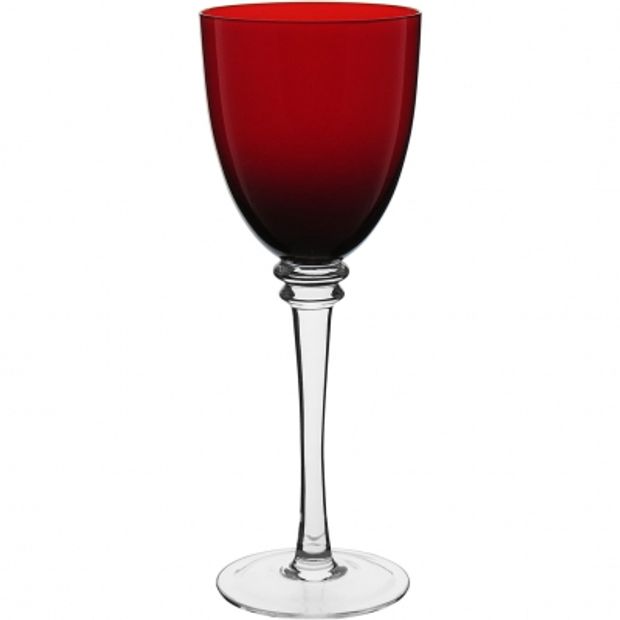 Conjunto Taça Vinho Vidro 300 ml Vermelho c/ pé Incolor