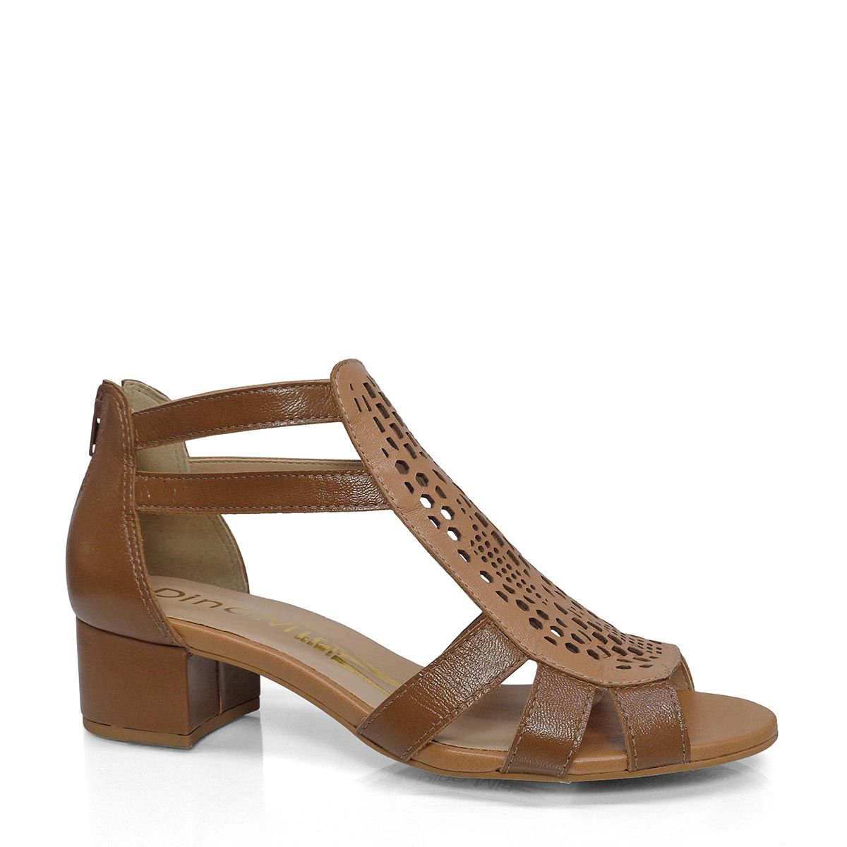 Sandália Salto Baixo com Zíper Atrás Dina Mirtz | Melania Benett