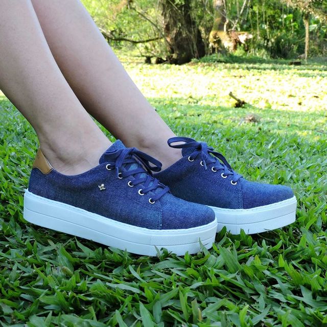 Tênis Cravo \u0026 Canela Sola Alta Jeans | Melania Benett