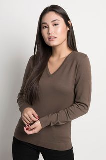 Suéter Feminino Algodão Peruano Gola V (Ms007)