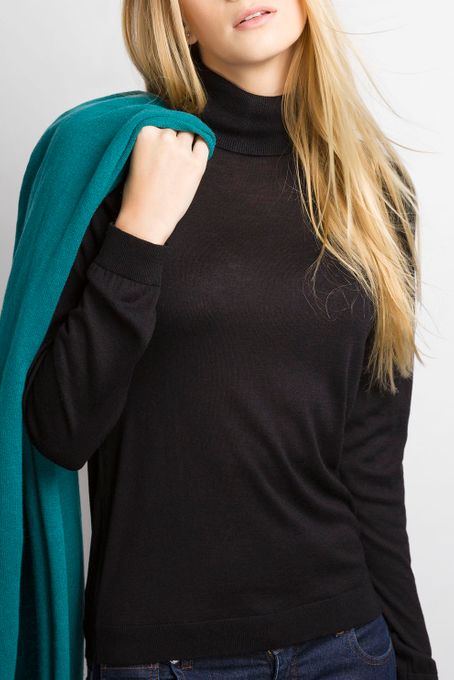 Suéter Feminino Viscose e Lã Merino Gola Alta (Ms011)