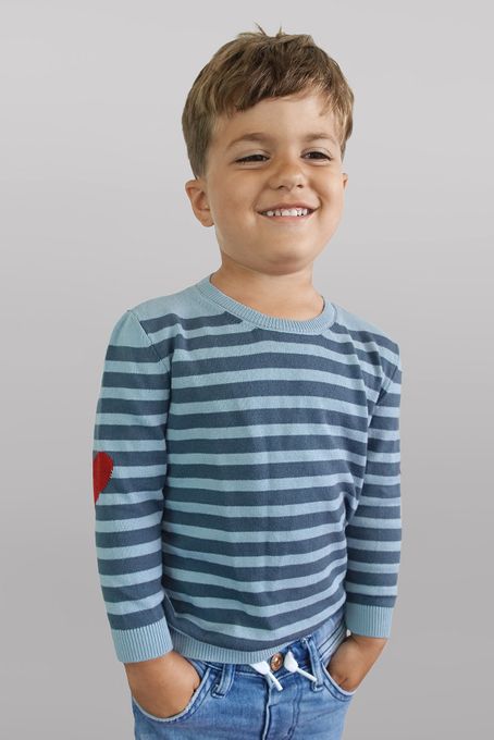 Suéter Infantil Listrado Coração (Ms045)