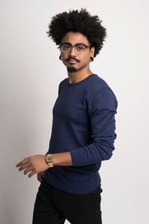 Suéter Masculino Algodão Peruano Gola Redonda (Ms001)