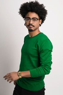 Suéter Masculino Algodão Peruano Gola Redonda (Ms001)