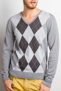 Suéter Masculino Xadrez Algodão Peruano Gola V (Ms003)