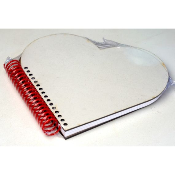 Agenda - Capa MDF - Formato Coração - Espiral Vermelho