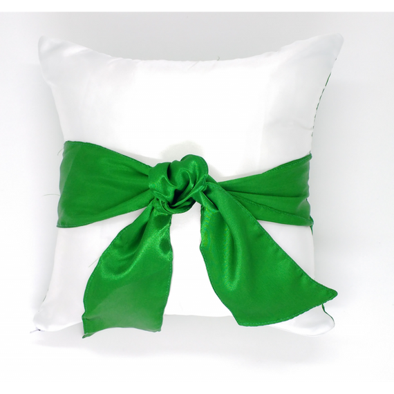 Almofada de Cetim Verde com laço para sublimação - 30cm x 30cm
