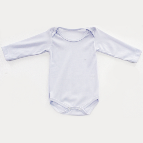 Body CANELADO Bebê Manga Longa, Branco - para sublimação