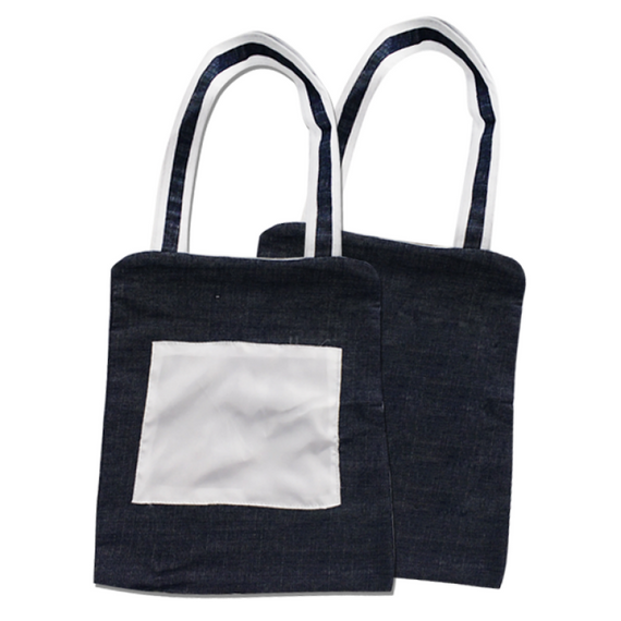 Bolsa Jeans Adulto com Zíper e área Branca para Sublimação