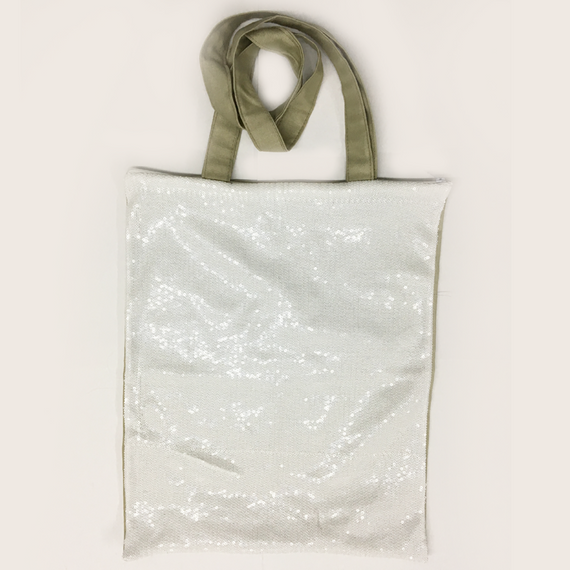 Bolsa lado Paête branco e fundo jeans bege / nude