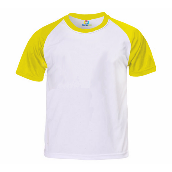 Camiseta RAGLAN AMARELA Manga Curta Adulto para Sublimar