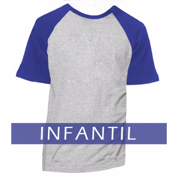Camiseta RAGLAN MESCLA - INFANTIL - MANGA AZUL ROYAL