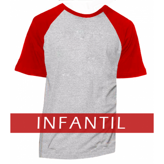 Camiseta RAGLAN MESCLA - INFANTIL - MANGA VERMELHA