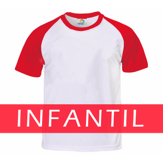 Camiseta RAGLAN VERMELHA Manga Curta Infantil para Sublimar