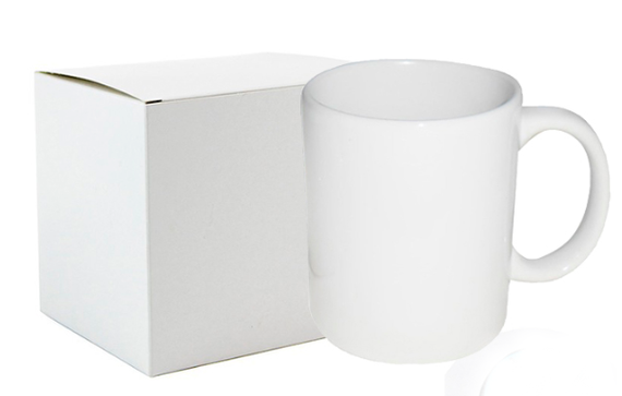 Caneca Branca para Sublimação - CAIXA 36 unidades - COM CAIXINHA INDIVIDUAL