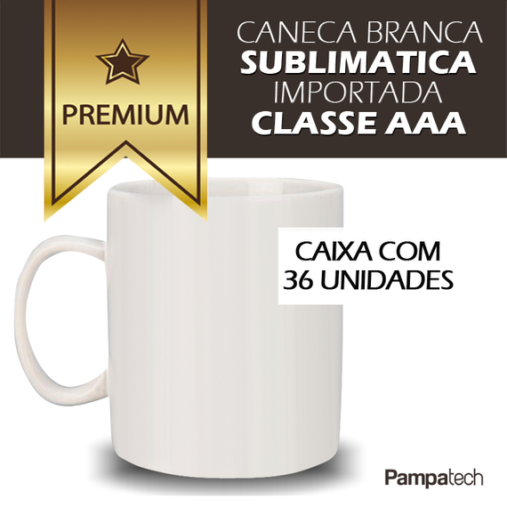 Caneca Branca para Sublimação - CAIXA 36 unidades - PREMIUM - MECOLOUR