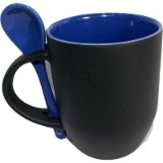 Caneca Mágica COM COLHER, Preto Fosco interno Colorido