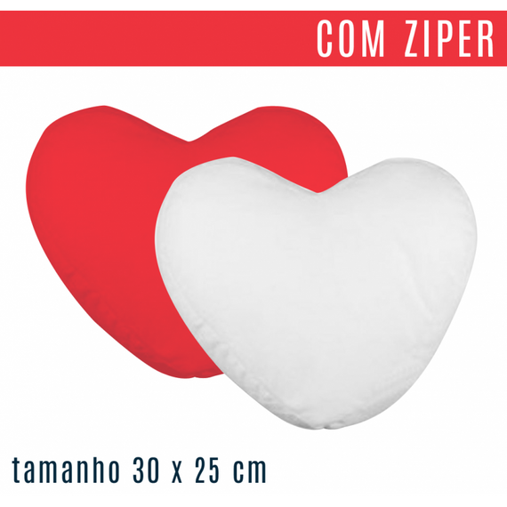 Capa de Almofada - Formato Coração Pequeno COM ZIPER - tamanho 30 x 25 cm