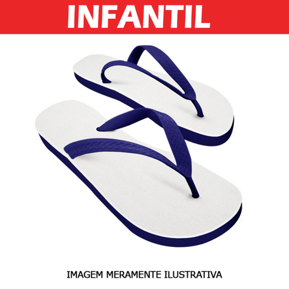 Chinelo Infantil Azul para Sublimação - Tecido Branco