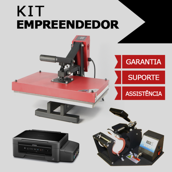 Kit empreendedor- Prensa 38x38 + Prensa Cilíndrica + Impressora Sublimática + Brindes