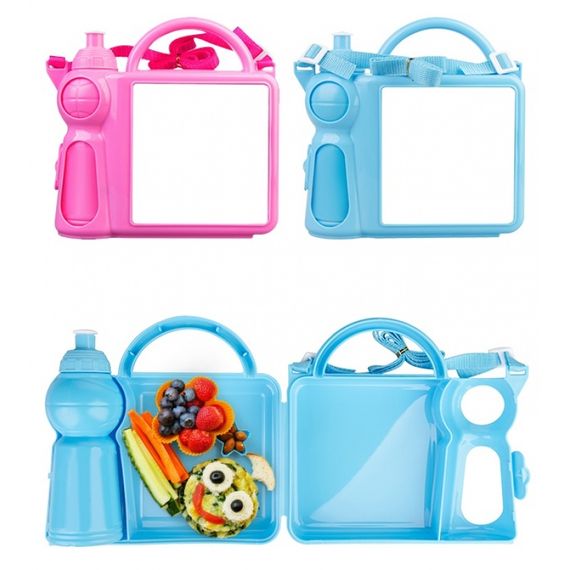 Lancheira plástica com chapinha para sublimar Rosa ou Azul