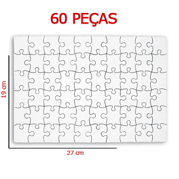 Quebra Cabeças para Sublimar, 27cm x 19cm - 60 peças