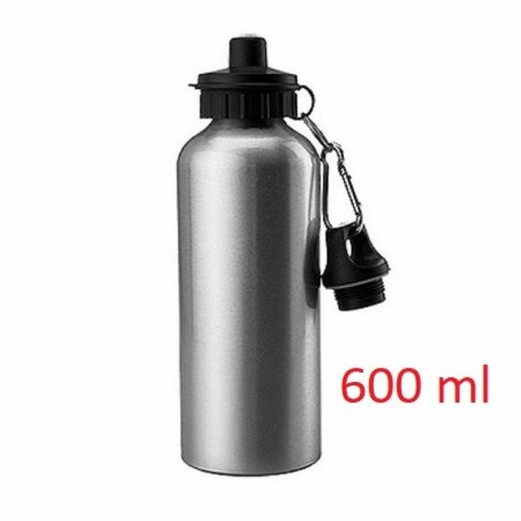 Squeeze de Alumínio 2 tampas - 600ml -PRATA ou BRANCO