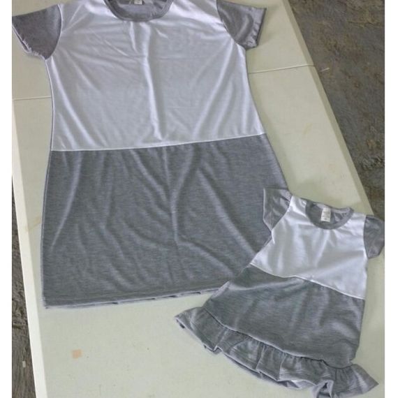Vestido tal mãe tal filha - Adulto - mescla (cinza + branco)