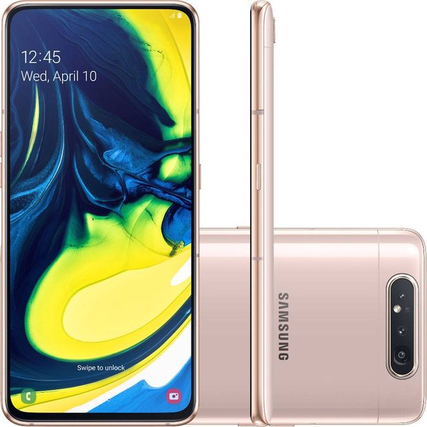 Smartphone Samsung Galaxy A80 128Gb 8Gb Dualc Android 9 Tela 6,7" Octa-Core Câmera 48Mp+5Mp - Rosa